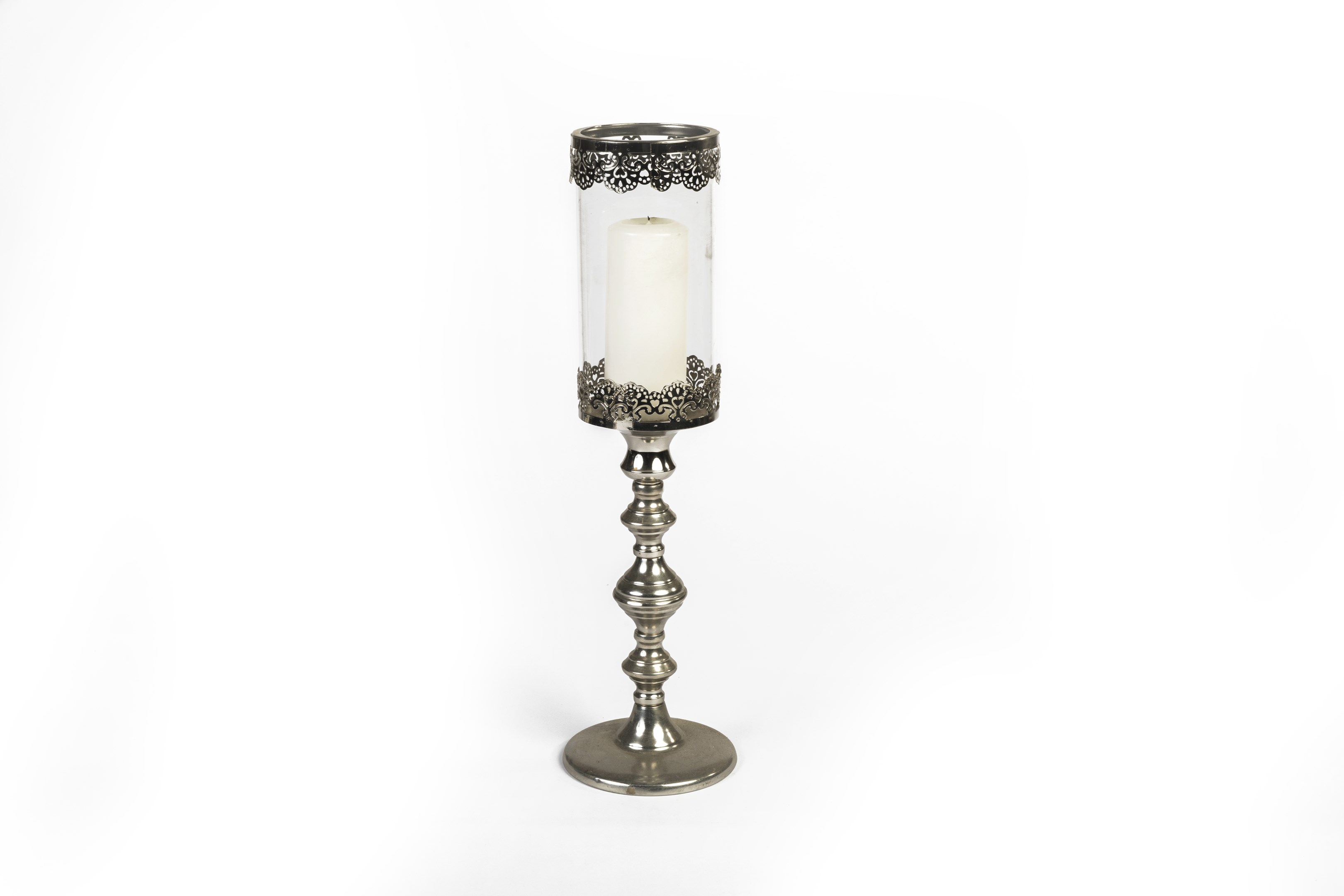 Short Silver Pillar Holder