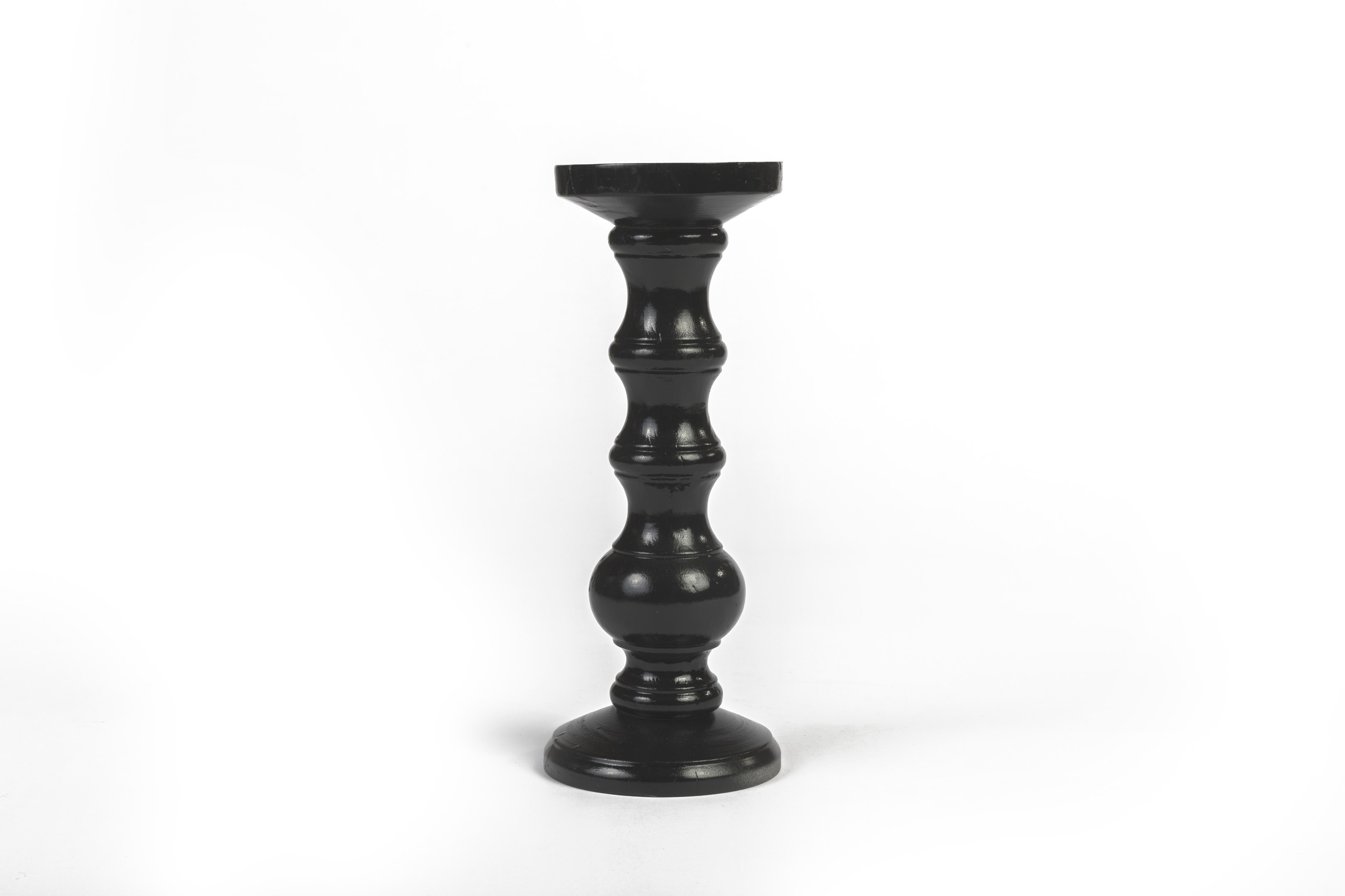 Black Roman Wood Pillar Holder 