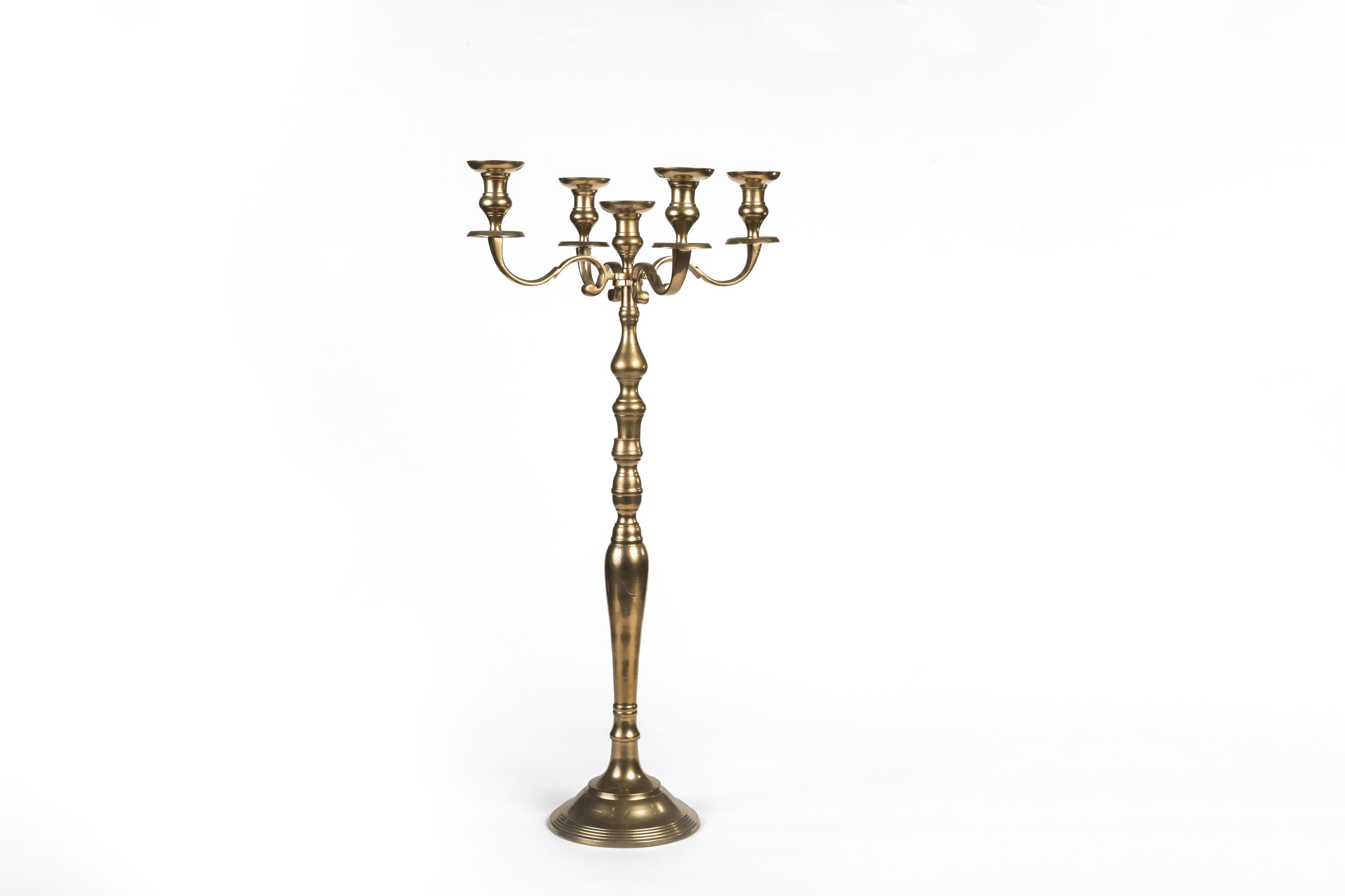 Tall Gold Metal Candelabra 5 arm
