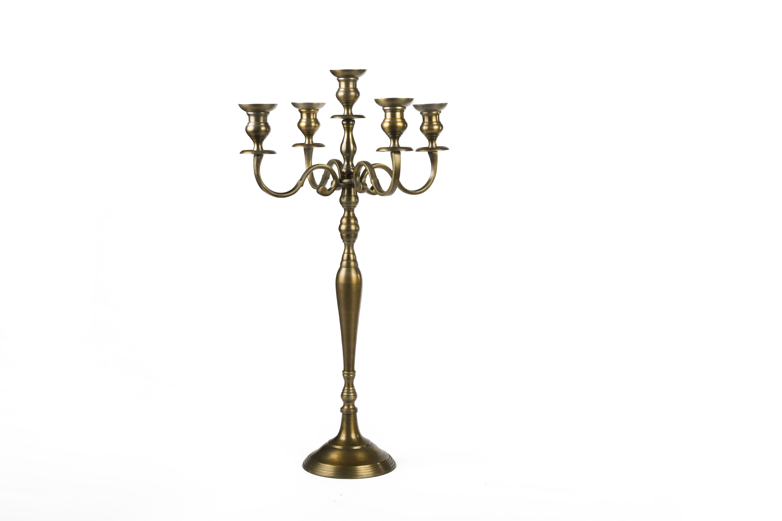 Antique Gold 5 Arm Metal Candelabra 