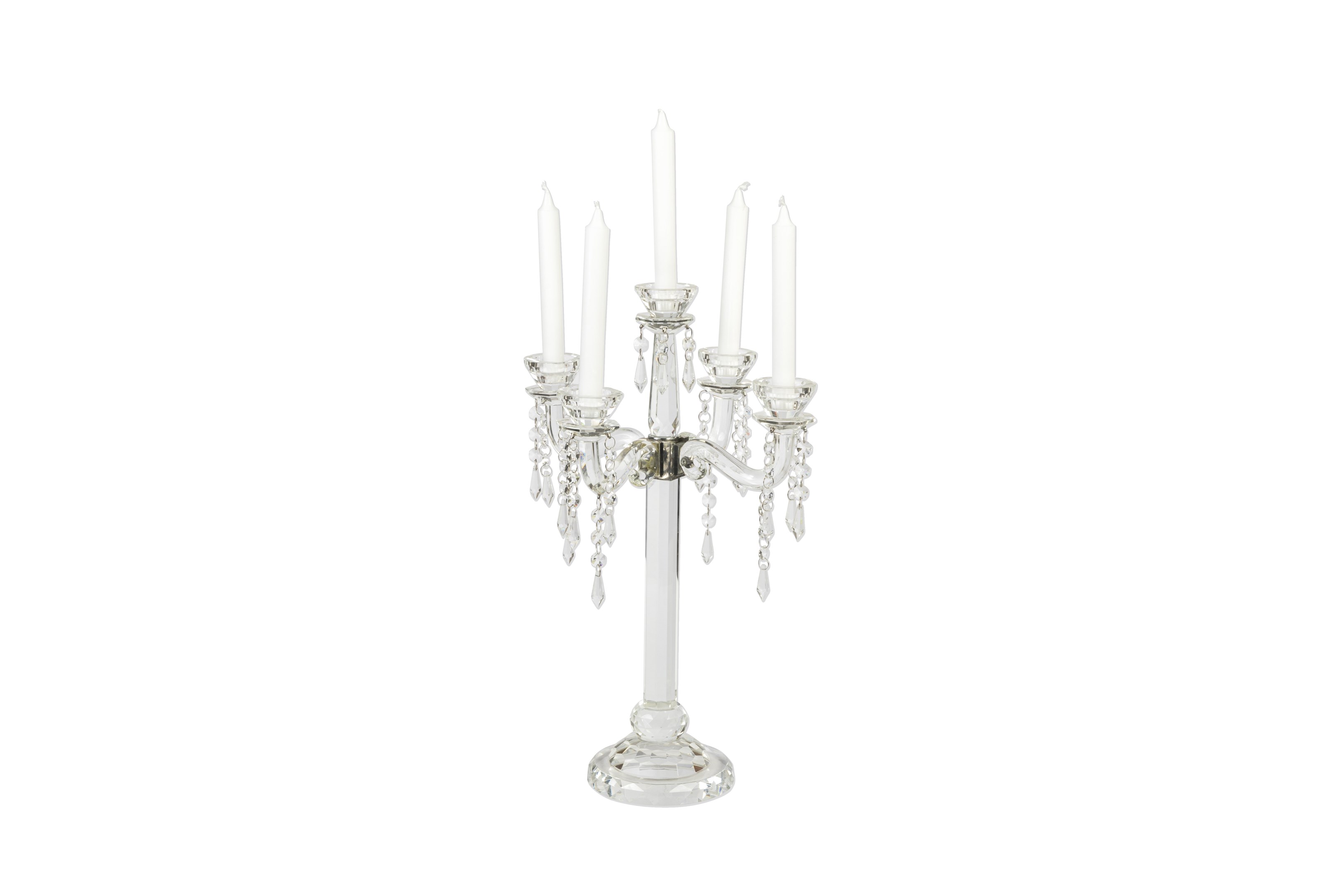 Small Crystal Candelabra 5 Arm w/ Crystal droplets 