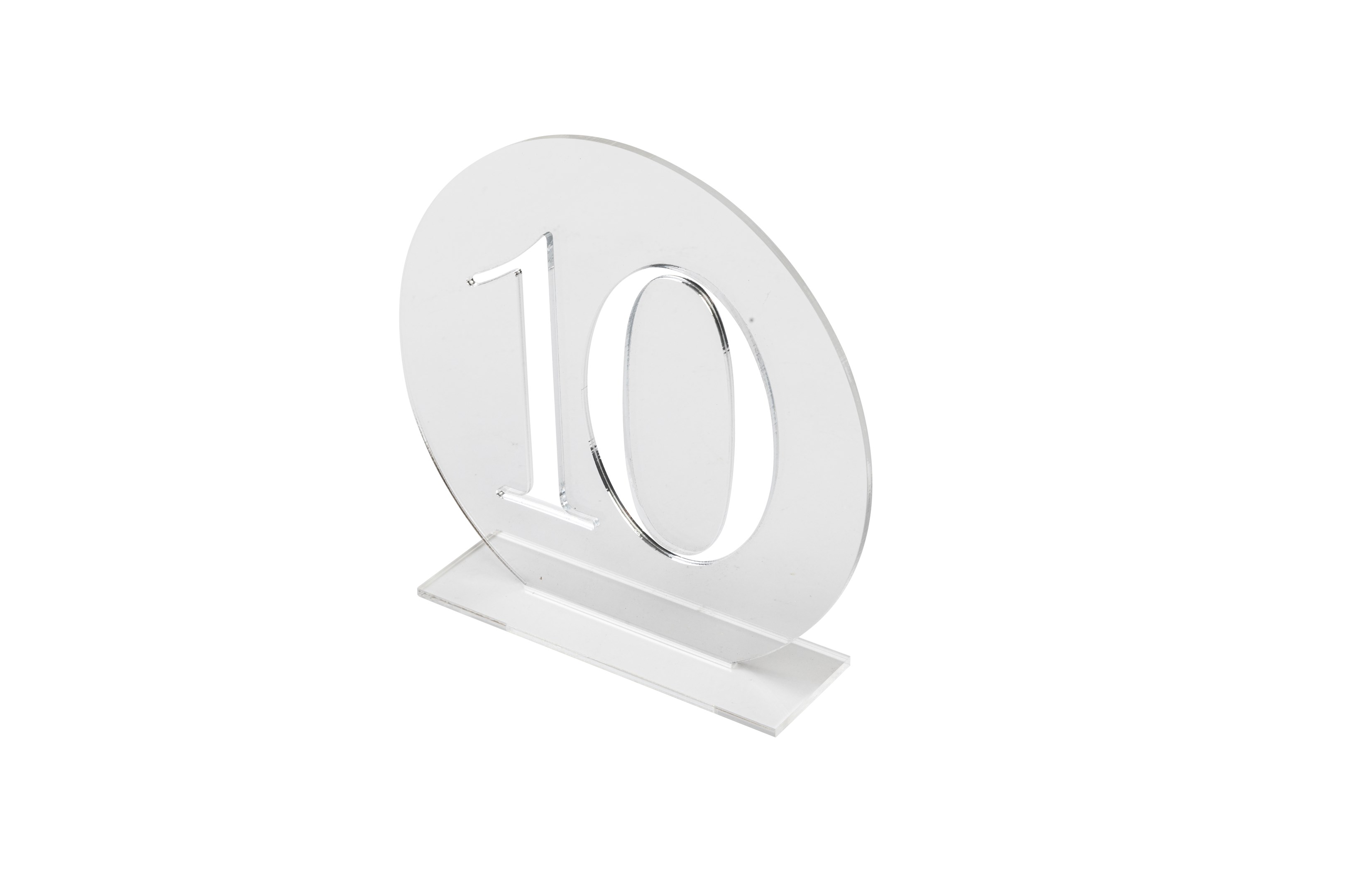 Silver Acrylic Numbers on Round Clear Acrylic Table Numbers