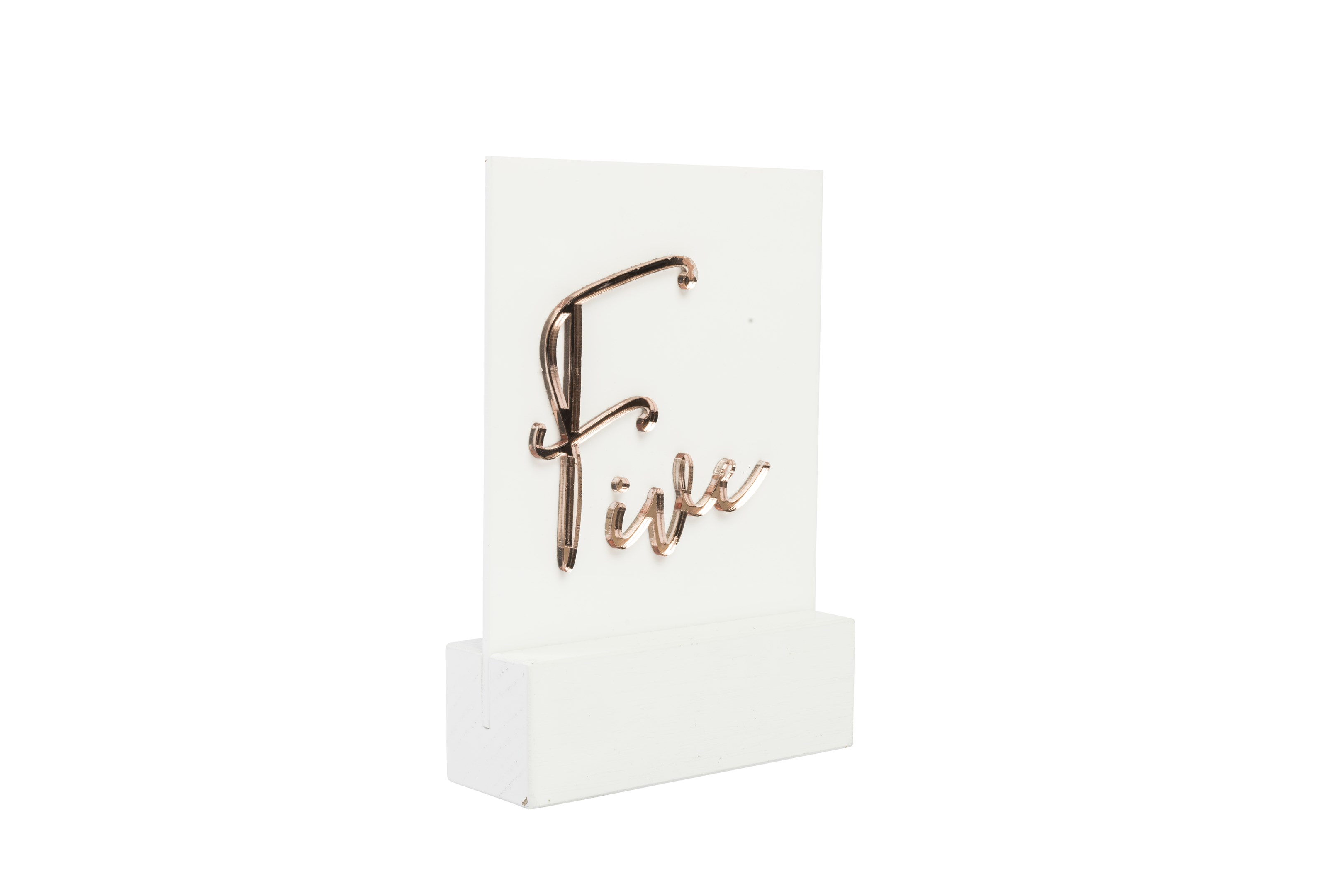 Rose Gold Acrylic on White Acrylic Square Table Numbers