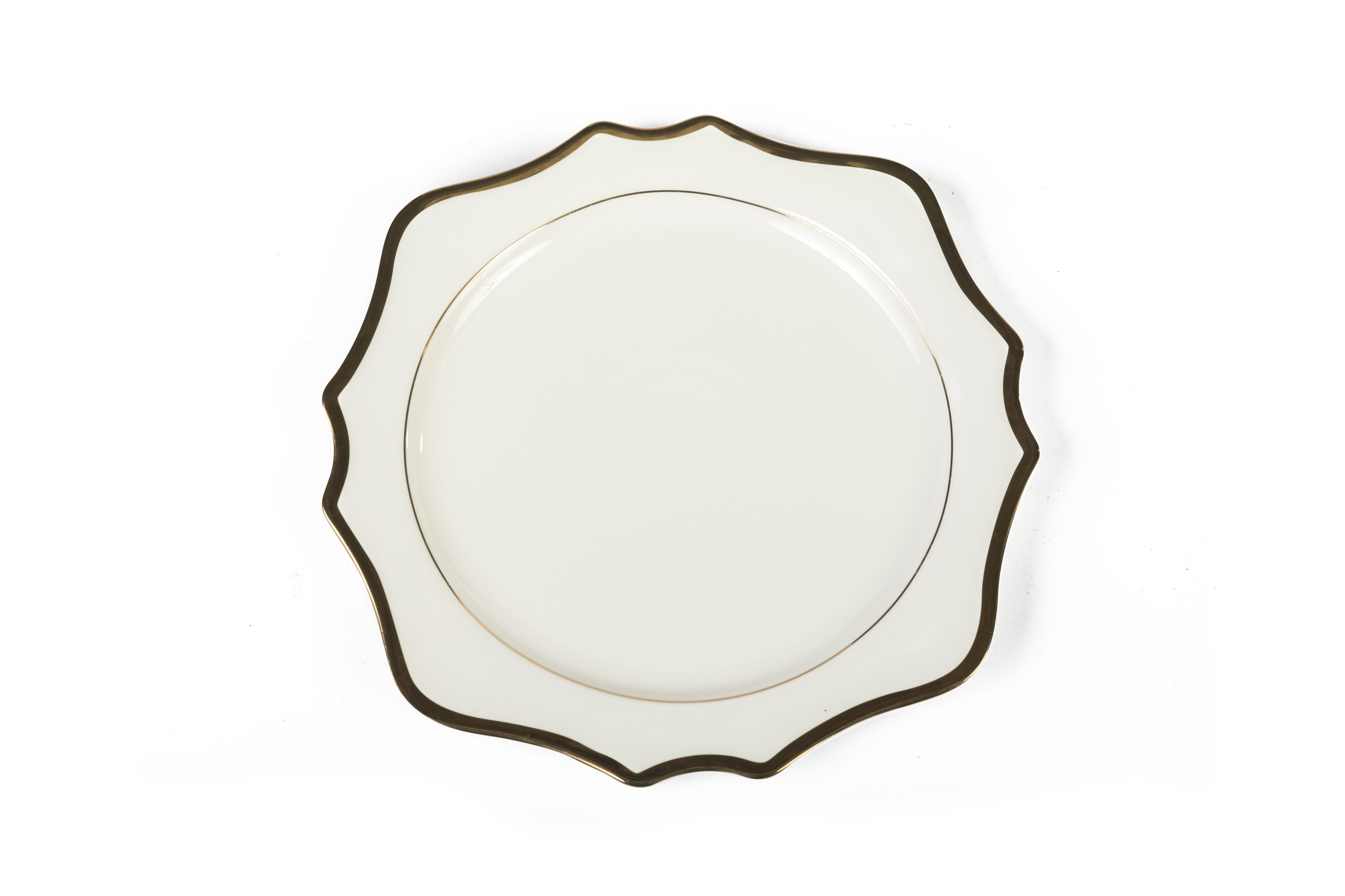 Queen Elizabeth White Sunflower w/ Gold Rim Charger