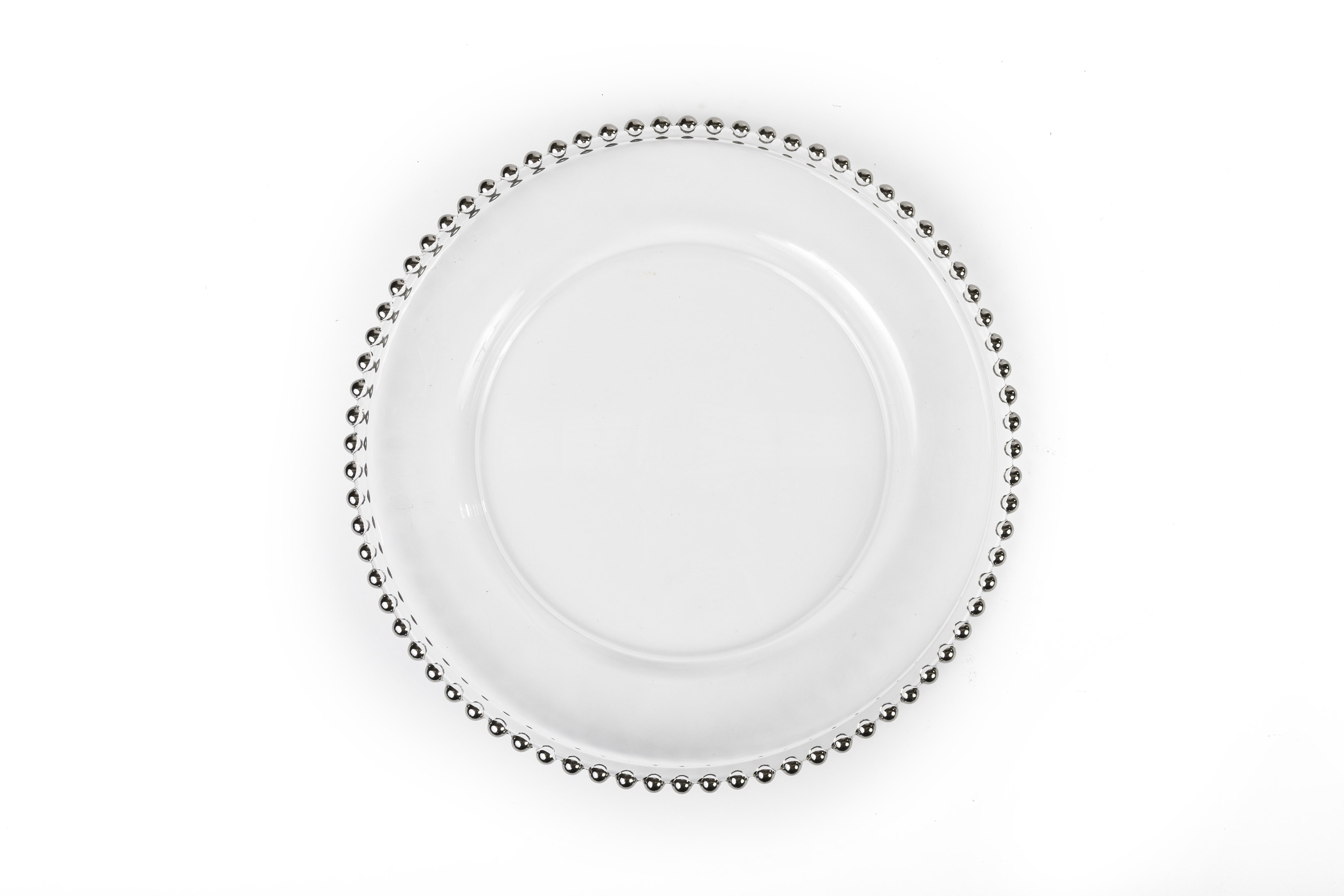 Glass Silver Beaded Charger Plate