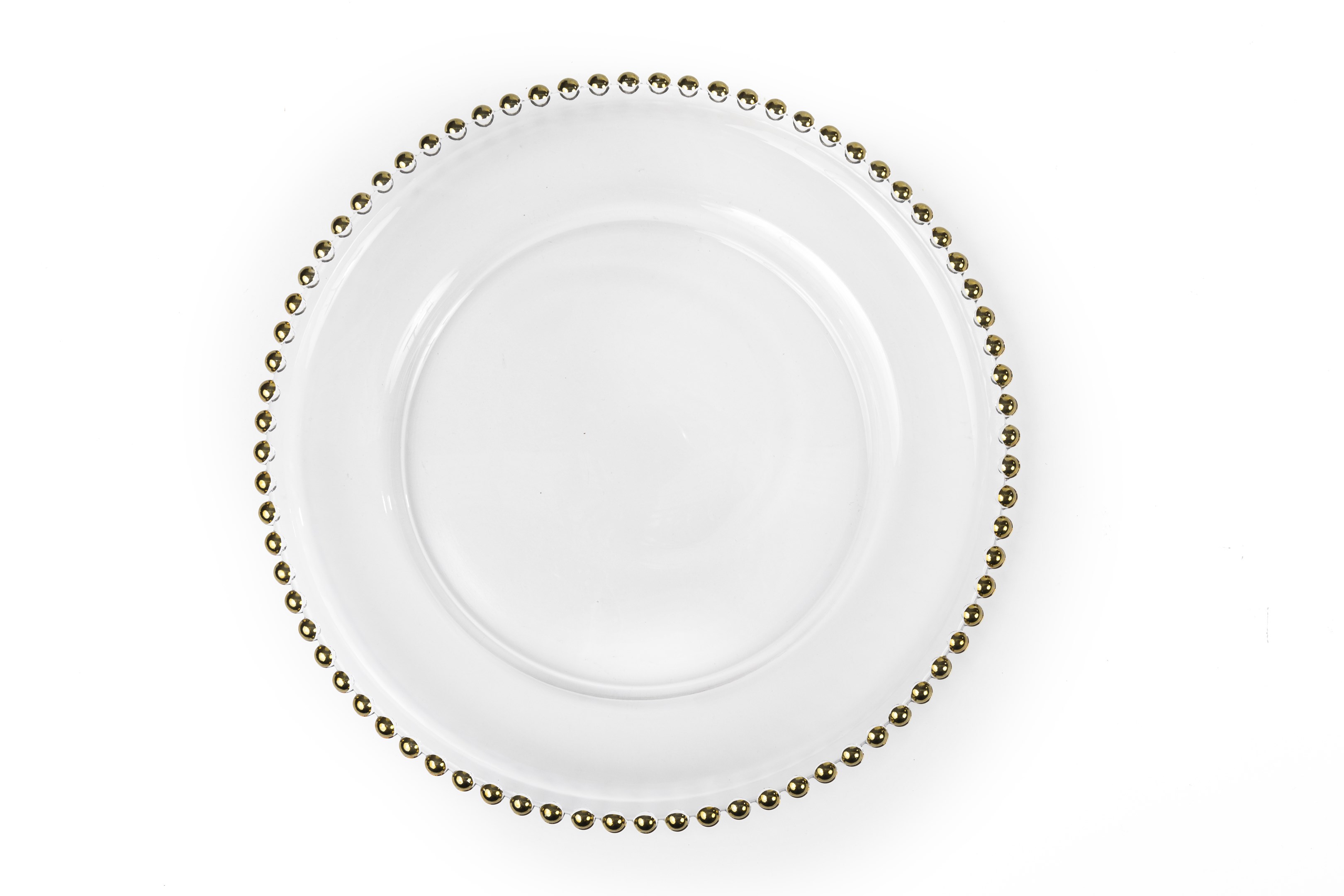 Glass Gold Beaded Charger Plate