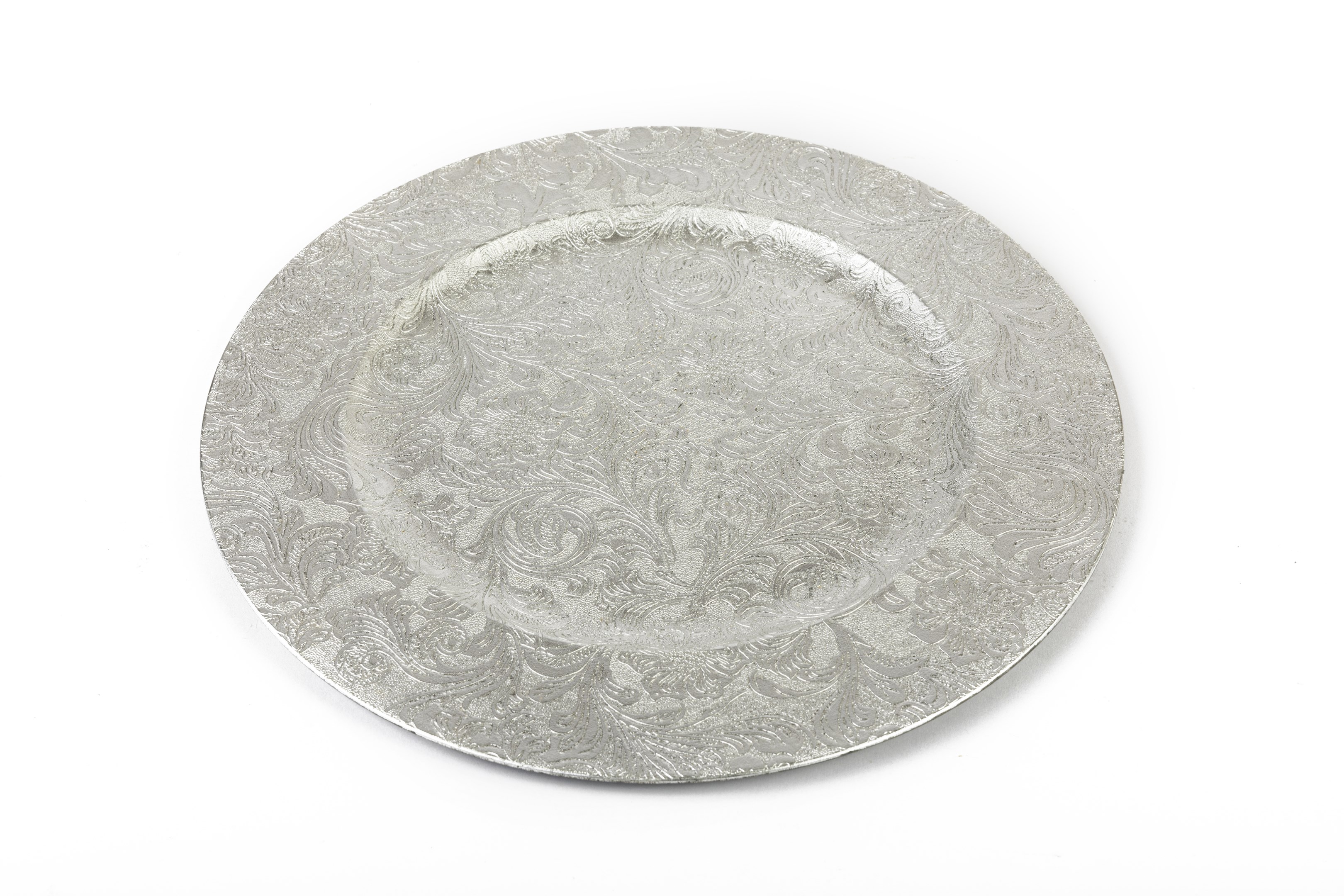 Silver Swirl Melamine Charger Plate 
