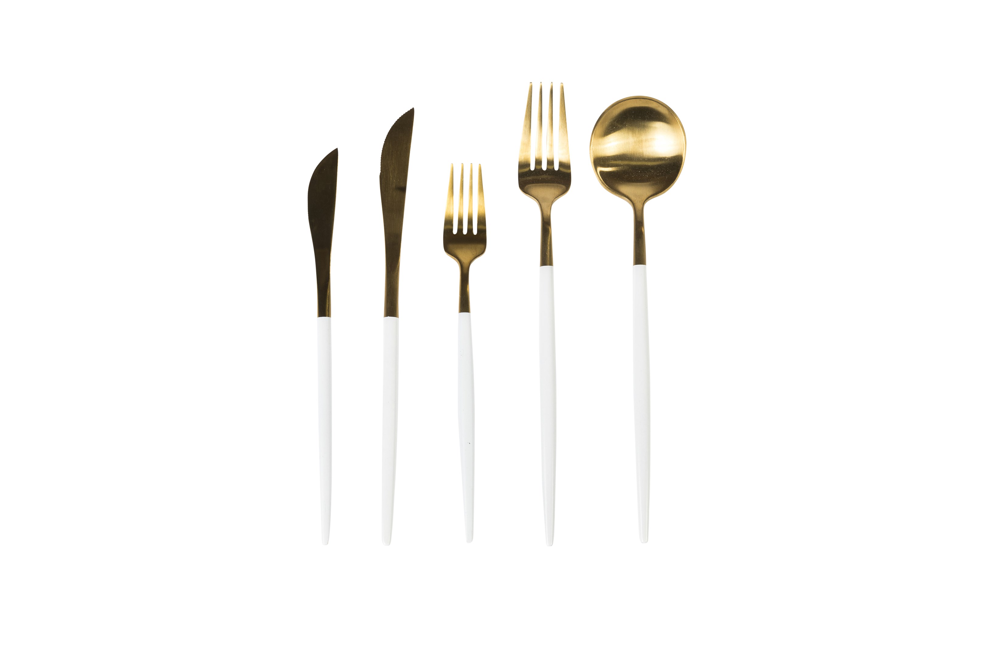Two Toned White and Gold Cutlery Set