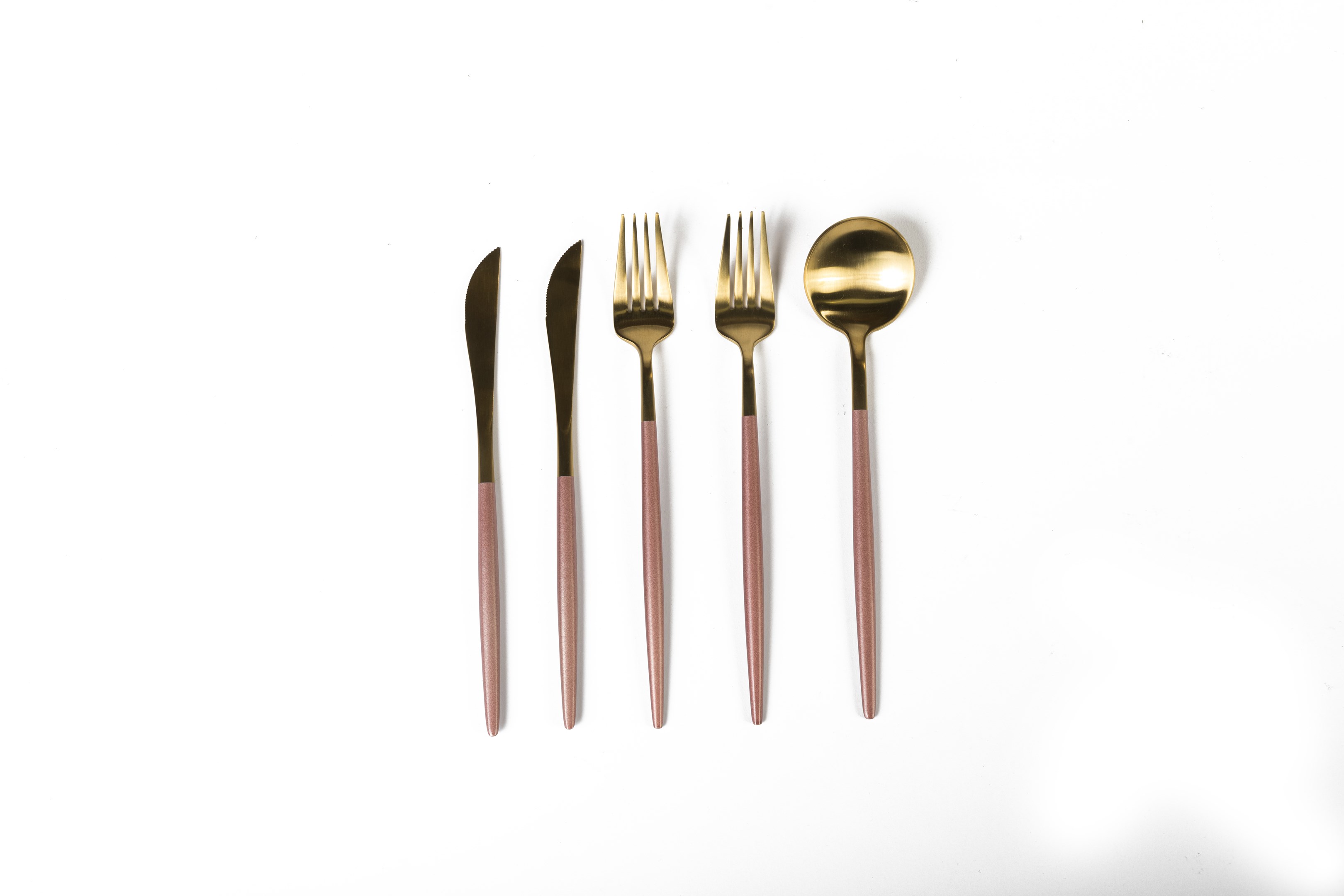Two Toned Pink and Gold Cutlery Set