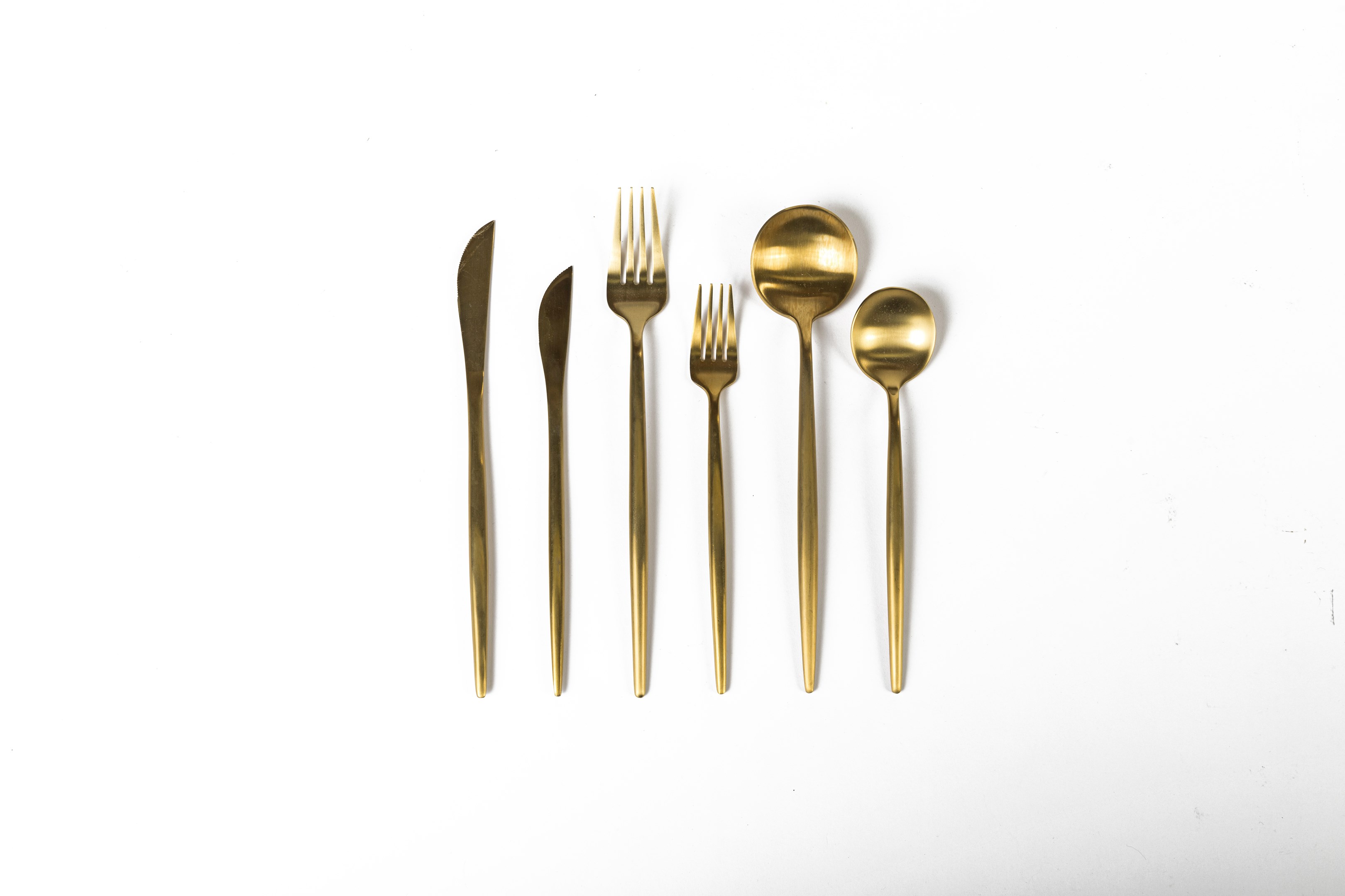Matte Brush 5 Piece Gold Cutlery Set