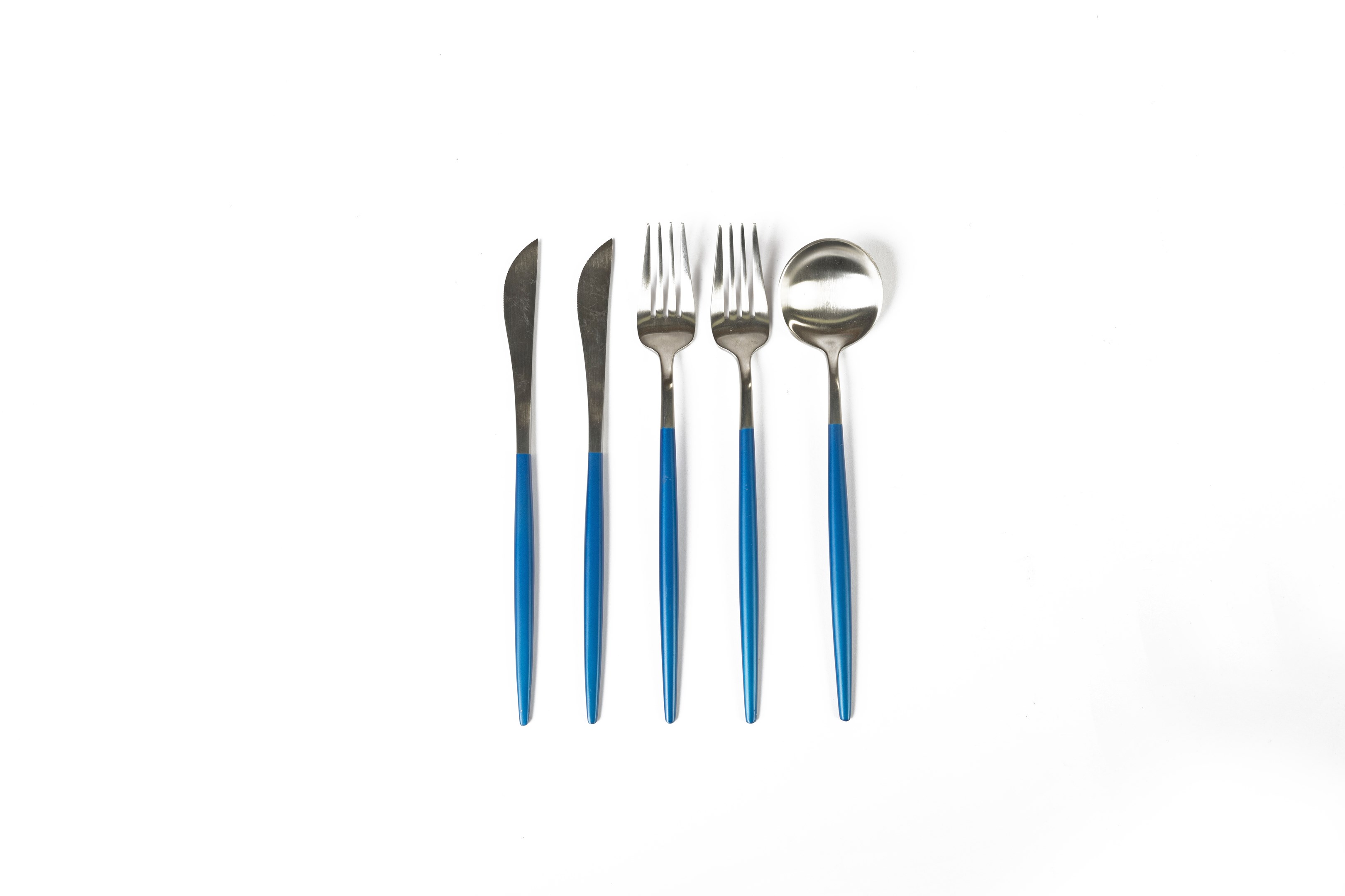 Two Tone Blue and Silver Cutlery Set