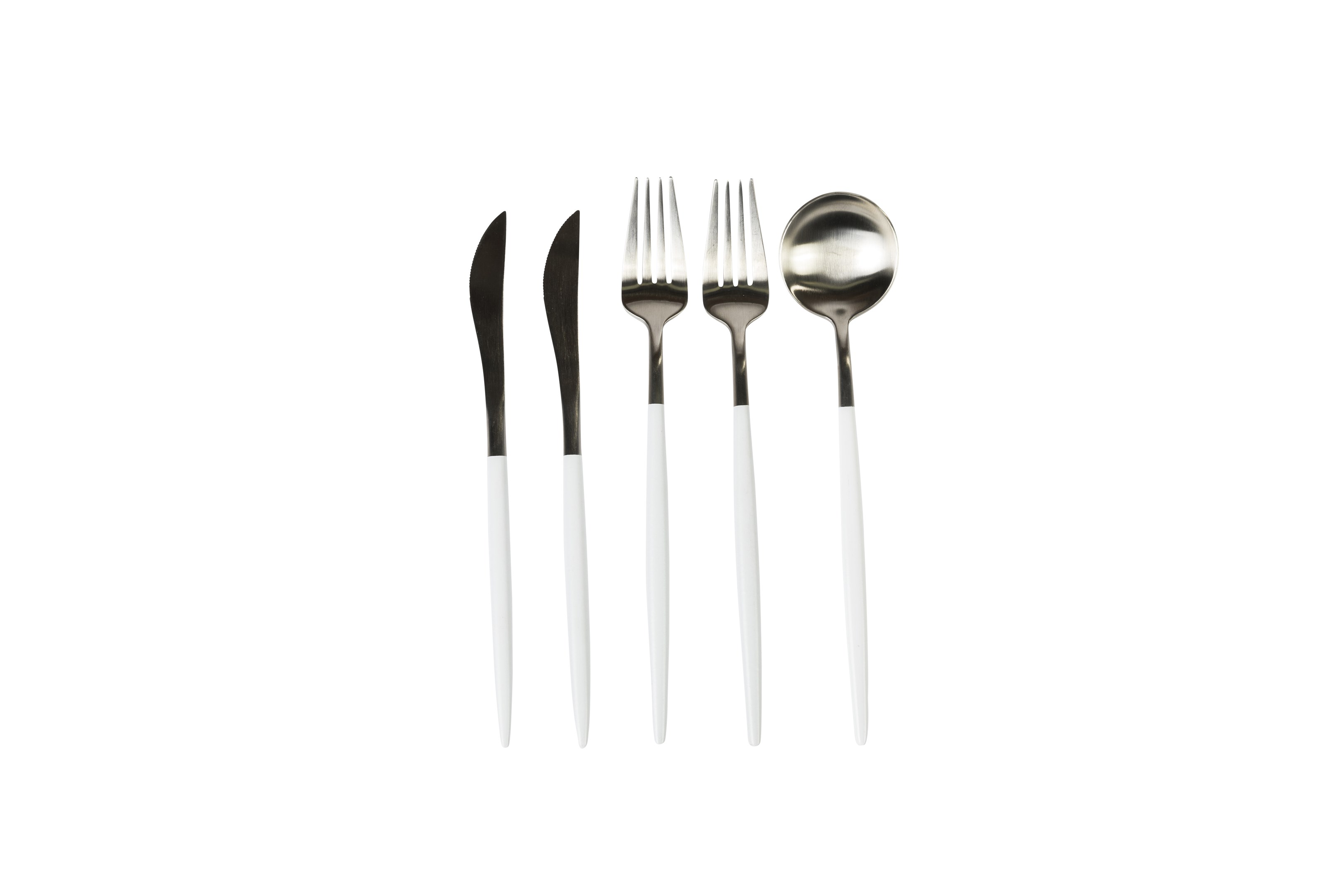 Two Tone White and Silver Cutlery Set
